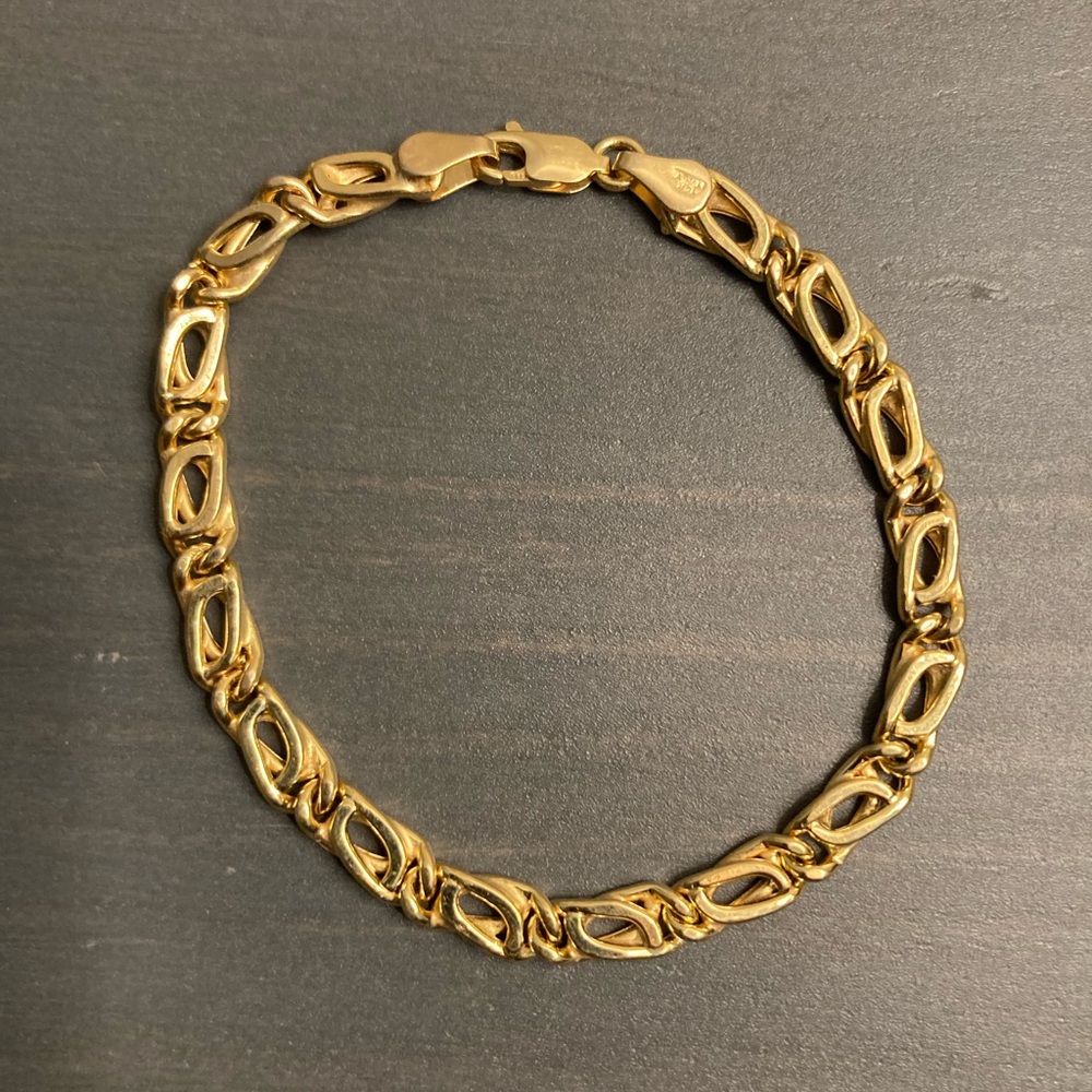 14k solid yellow gold large link bracelet - 7 inches
